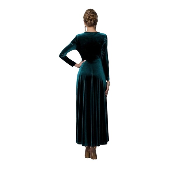 Urban CoCo Women Long Sleeve V-neck stretch Maxi Emerald Green XL - Picture 4 of 8